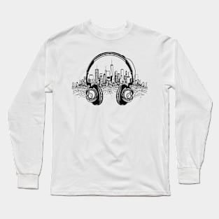 Music Headphone City Rhyme Wonderful Vibes Vector Graphic Long Sleeve T-Shirt